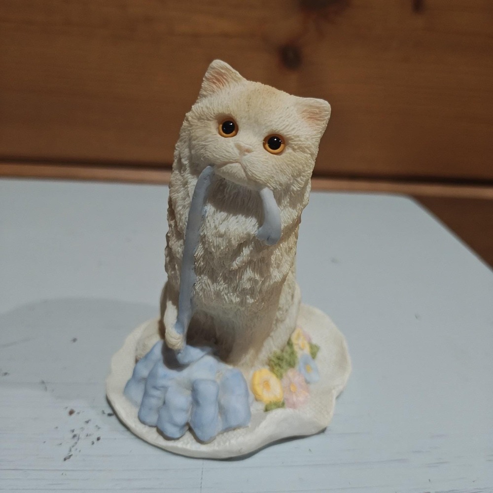 Vintage 1998 Stone Critters Cat Persian Ribbon Ripper Kitty 4" New in Box H2